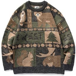 Men's Sweaters Winter Vintage Japanese Cute Bear Couples Knitted Pullover Hip Hop Harajuku Streetwear Clothing Tops 220829