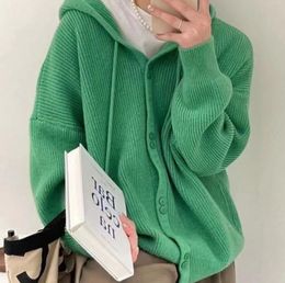 Women Sweater Cardigan Jackets Korean Vintage V-neck Printted Hoodie Sweater Tops Long Sleeve Knitwear Coats