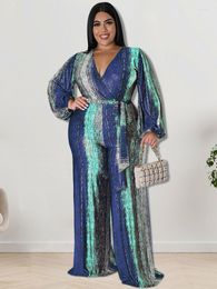 Pants Plus Size Wide Leg Jumpsuit Women High Waist Rompers Playsuit 2022 Fashion Print Loose Streetwear Overalls