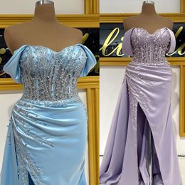 2022 Arabic Aso Ebi Luxurious Mermaid Prom Dresses Beaded Pearls Evening Formal Party Second Reception Birthday Engagement Gowns Dress ZJ505