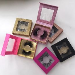 False Eyelashes 6 Pairs/Lot Mink 5D Lashes Classic Custom Glitter Square Boxes Eyelash