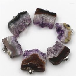 Pendant Necklaces Fashion Roses Quartz Amethysts Irregular Natural Stone For Necklace Or Jewellery Making Reiki Mens