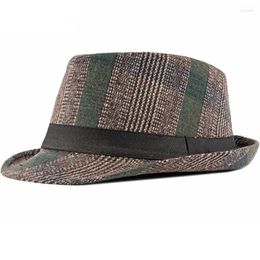 Berets Autumn Winter British Style Gentleman Fedoras Hat Men Panama Jazz Short Brim Floppy Trilby