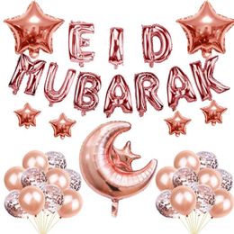 Christmas Decorations 1Set Eid Mubarak Letter Foil Balloons Ramadan Kareem Banner Star Moon Helium Globos Muslim Islamic Party Supplies 220829