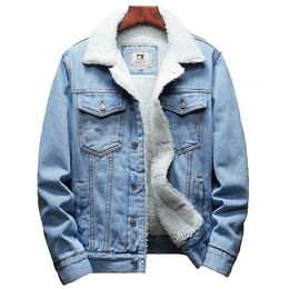 Mens Jackets Winter Thick Warm Fashion Boutique Solid Color Mens Casual Denim Jacket Male Wool Denim Coat Large Size S6XL 220830