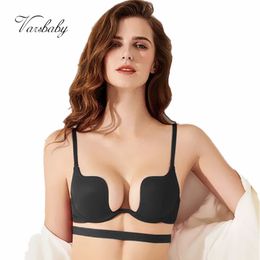 Bras Fashion Backless Invisible Linger Push Up Women Clear Strapless C D Cup Deep Adjustable Underwear Comfortable lette 220902