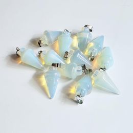 Pendant Necklaces 2022 Fashion Good Quality Opal Stone Pendulum Circular Cone Charms Pendants For Jewellery Making 12pcs/lot Wholesale