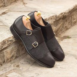 Fringed PU Men Monk Buckle Retro Wedding New Dress Shoes Fashion Comfortable Party AD156 6985