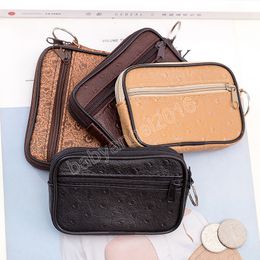 Coin Purse Retro Fashionable Mini Thin Trendy Card Holder PU Leather Soft Zipper Square Bag For Men