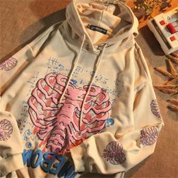 Women's Jackets Grunge Oversized Goth Hoodie Streetwear Womens Spring Khaki Y2K Tops Skull print hiphop Female Sweatshirts Kawaii Hoodies 220830