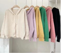 Women Sweaters Single-breasted Long Sleeve Luxury GGity Top Drawstring Hooded Knitted Sweater Coat Cardigan Top