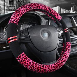 Steering Wheel Covers 38cm Cover Winter Leopard PrintedUniversal Fit Short Plush Women Men Sexy Auto Products