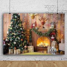 Party Decoration Merry Christmas Tree Ball Gift Star Pillow Window Rural House Baby Child Portrait Po Backgrounds Pography Backdrop
