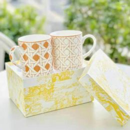 Mugs 2022 Arrival Brief Style Coffee With Gift Box Delicate Design Handgrip Cup Funny Geometric Pattern Cups