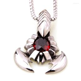 Pendant Necklaces Hipper Stainless Steel Silver Colour Red Stone Animal Men's Boy's Daily Jewellery Necklace Free Box Link Chain