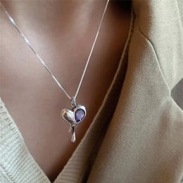 Pendant Necklaces CDJAIME Irregular Zircon Lava Heart Necklace For Women 2022 Trendy Hip-hop Personality Jewellery Girls Party Gifts