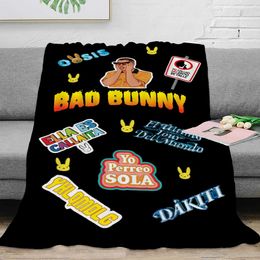 Hot Sell Accessories Bad Bunny Sublimation Fleece Blanket Printed Design Cartoon Painting Flannel Blanket