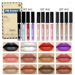 Lip Gloss 4 Colors Fashion Matte Set Waterproof Lasting Velvet Red Brown Black White Purple Liquid Lipstick Mud Cosmetic