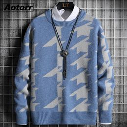 Men's Sweaters Casual Sweater Pattern Thick Fleece Cotton Fashion Men Pullover O Neck Coat Sweatshirts Streetwear Male 3XL 220830