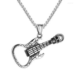 Pendant Necklaces Retro Fashion Hip-hop Skull Guitar Corkscrew Mens Necklace Jewelry Gift