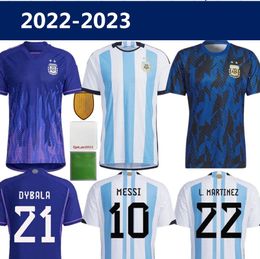 argentina football jersey UK - Fans 2022 2023 Argentina soccer Jerseys 22 23 MESSIS MAC ALLISTER DYBALA DI MARIA MARTINEZ DE PAUL MARADONA child kids kit Men women football shirt