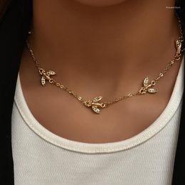 Choker Sweet Gold Colour Crystal Bees Charm Necklace For Women Long Chain Fashion Party Jewellery Gifts