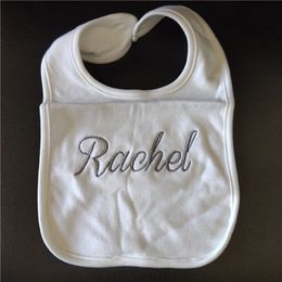 Bibs Burp Cloths Name Personalised Baby bib 100% cotton White Plain born Baby Saliva Funny Birthday Gift For Baby Anniversary shower gift 220830