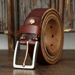 Belts 3.8cm Thick Natural Original Cowhide Belt For Men Stainless Steel Buckle Soft Genuine Leather Male Real Jeans