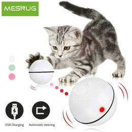 MESNUG Smart Interactive Cat Toy Ball Automatic Rolling Led Light Kitten Toys With Timer Function USB Rechargeable Pet Exercise 20192K