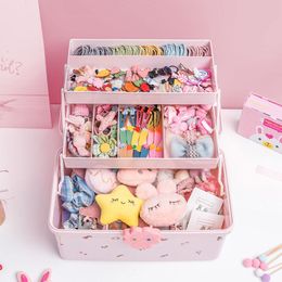 Storage Boxes Bins Transparent Baby Hair Accessories Box Large Capacity Head Rope Headband Display Rack Multi layer Jewellery Organiser 221008