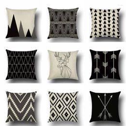 Pillow 1Pc Black And White Wave Stripe Geometric Throw Pillows Case Lumbar Geometry Couch Cushion Cover For Sofa Car Home Decor