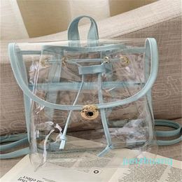 Designer -Transparent PVC Student Drawstring School Bags Ladies Girls Beach Travel Bag for Women Birthday Party Gift