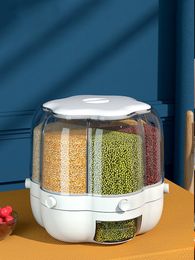 Storage Boxes Bins Kitchen Box Rotatable Jars Bulk Cereals Organizers Grain Barrels Separated Home Containers Sealed Insectproof Rice Tank 220830
