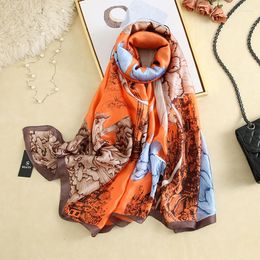 Scarves Spring Silk Scarf Women Designer Big Floral Shawls And Wraps Summer Luxury Beach Cover Ups Ladies Pareo Plus Size 180cm SFP180