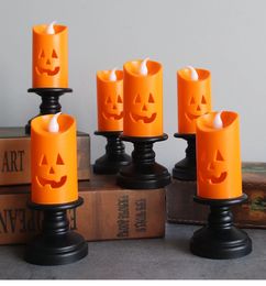 Party Decoration Halloween Lights LED Candle Pumpkin Candlestick Lamp Scery Spider Happy Halloween Carnival Horror Props 2022