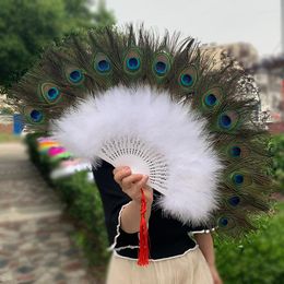 Home Decor Wholesale Large Size Two Double Peacock Feather Fans With Big Eyes For Dancing And Wall Decoration