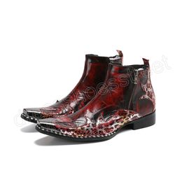 Fashion Party Men Ankle Boots Real Leather Short Boots Big Size Zipper Cowboy Motorcycle Boot Formal Dress Shoes