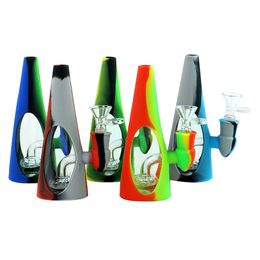 silicone hookahs smoking water pipes dab rigs Portable with 14mm glass bowl