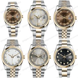 High Quality Watch 2813 Automatic Mechanical 116203 Men's Watch 36mm Black Printed Dial Sapphire Glass Ladies Silver Watch Stainless Steel Gold Strap Foldover Clasp
