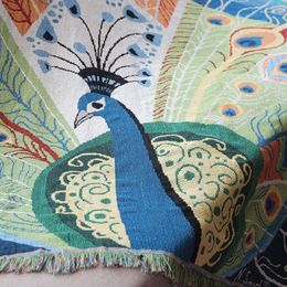 Chair Covers American Style Cotton Sofa Towel Peacock Weaving Blanket Fringed Tassel Slip-resistant Cover