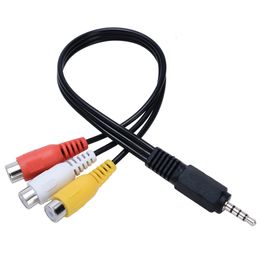 3.5mm Mini Aux Cables Male Stereo to 3 RCA Female Audio Video AV Adapter Cable Cord 28cm