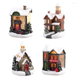 Christmas Decorations Ornaments Resin Crafts Village House Scene Xmas Light Birthday Gifts Year Tabletop Home Decoration