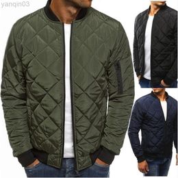 Men's JaCKets Lugentolo Men Winter Grid Padded Long Sleeves Stand Collar Mens CloTHing L220830