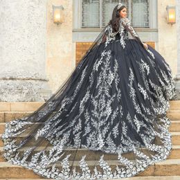 Hooded Cape Floral Quinceanera Dresses Sweetheart Princess Sweet 15 Gowns Lace Up Back Vestidos De Fiesta