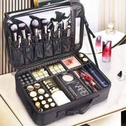 Storage Boxes Bins Mcao Travel Makeup Case Large Capacity Cosmetic Bag Professinal Organizer Divider Portable Artist Accessories Box TJ3685 220830