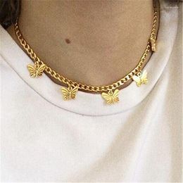 Chokers Necklaces Women Girls Butterfly Choker Necklace Vintage Metal Clavicle Chain Short Bohemia Jewellery Accessories