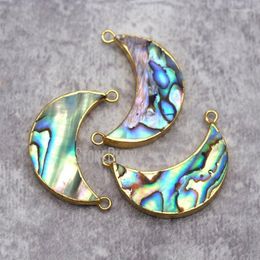 Pendant Necklaces PM32022 Gold Plated Natural Abalone Shell Charms Connector Double Hole Pendants Cresent Moon Shape Jewellery