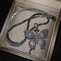 Pendant Necklaces 45 Lenghten European And American Hip-Hop Style Heavy Industry Design Micro-Embellished Butterfly Necklace