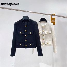 Women's Jackets Luxury High Quality Female Fashion Golden Single Breasted Coat Jacket Women Vintage Outerwear Autumn Branded 220830