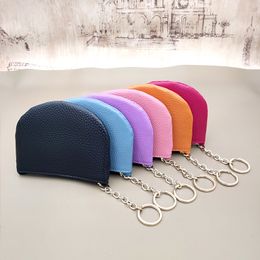 DHL100pcs Coin Purses Women PU Brief Plain Shell Shaped Short Wallet Keychain Mix Colour